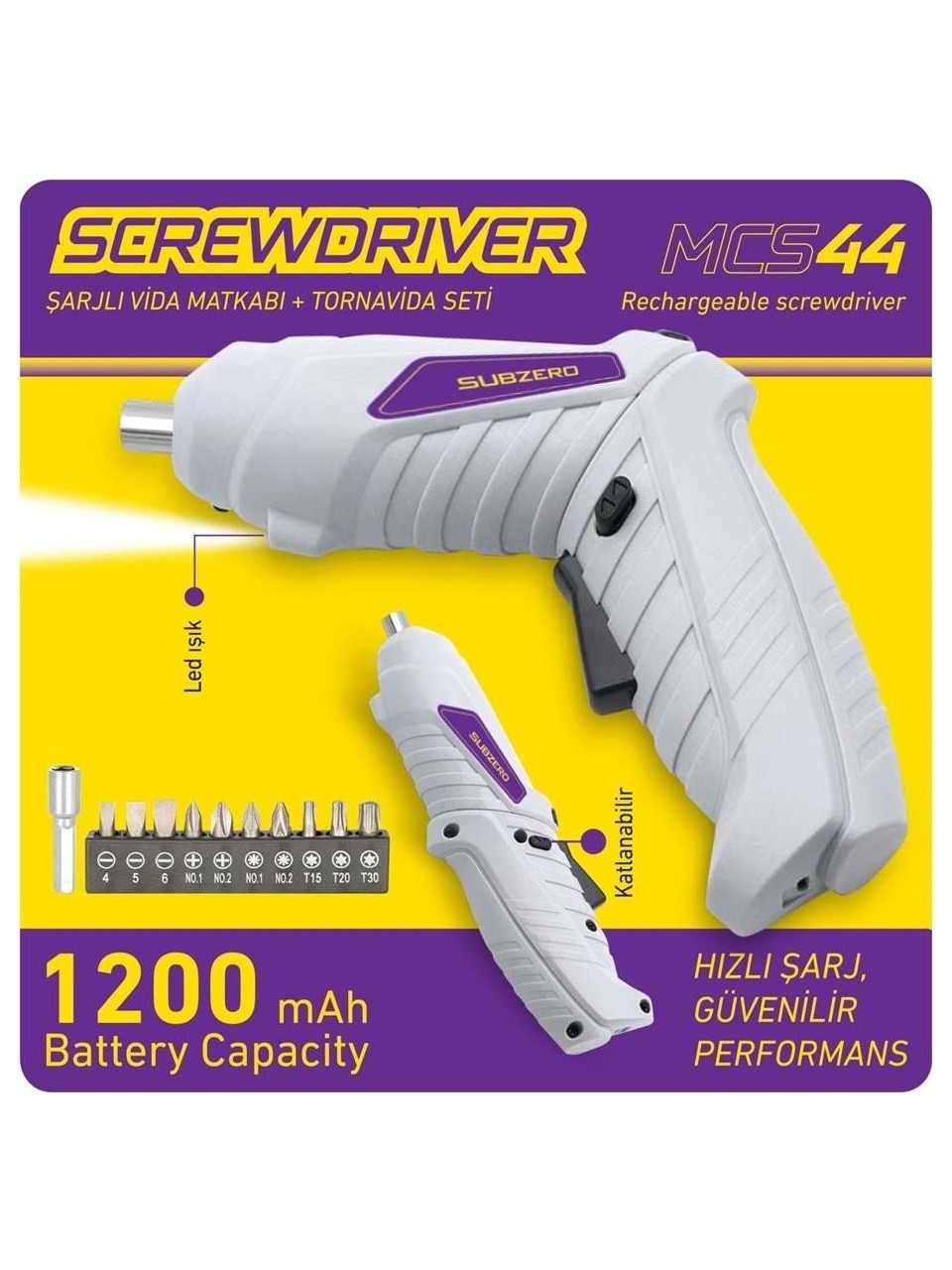 Subzero MCS44 Şarjlıvida Matkabı + Tornavida Seti