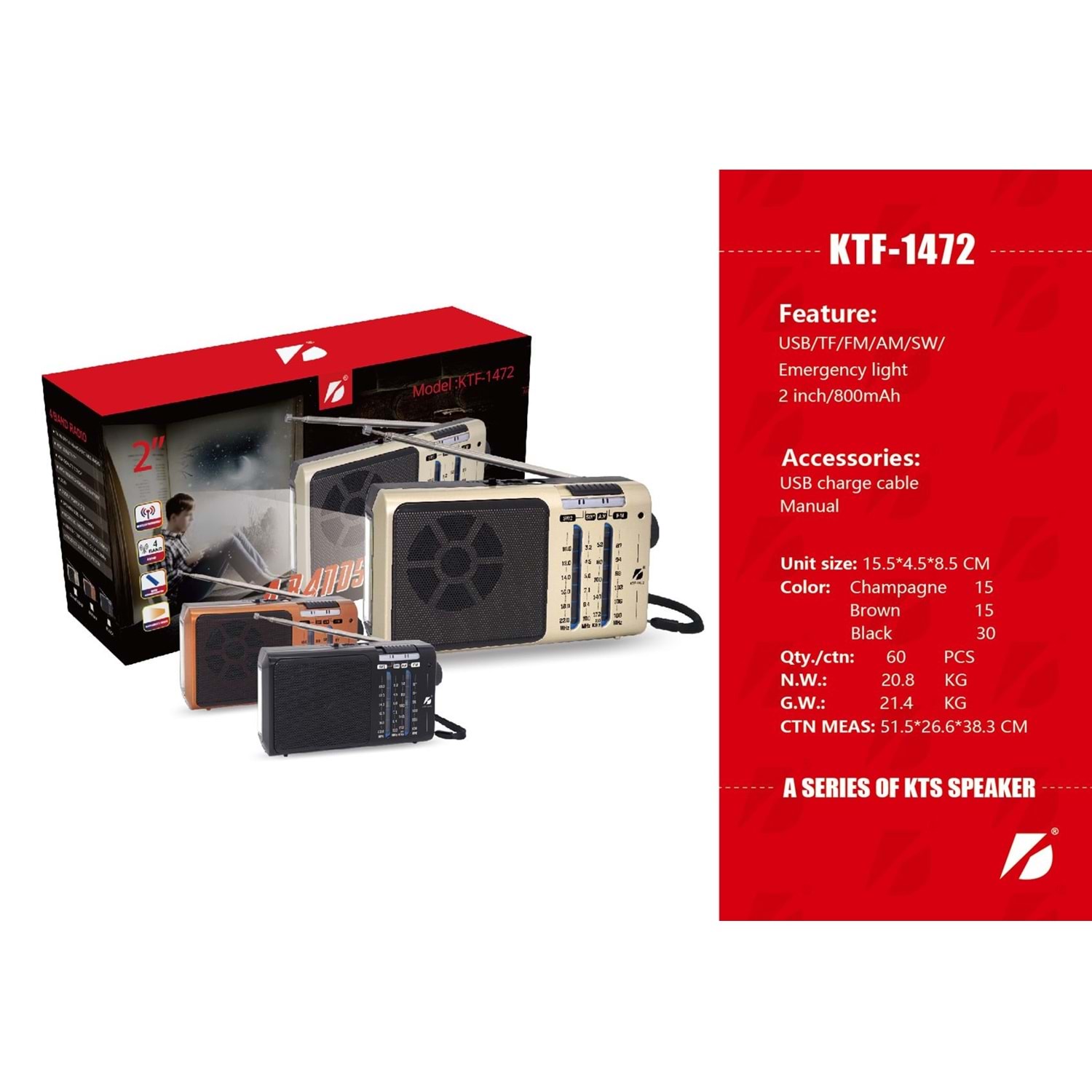 Subzero KTF-1472 Bluetooth/Usb/Sd/Fm Müzik Kutusu Nostalji